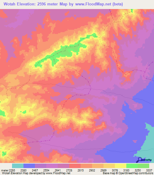 Wotah,Afghanistan Elevation Map