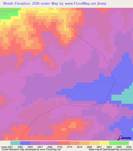 Wotah,Afghanistan Elevation Map