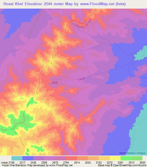 Hosai Khel,Afghanistan Elevation Map
