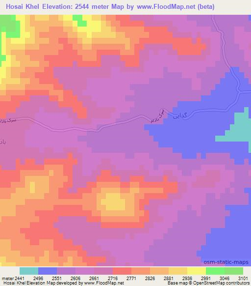 Hosai Khel,Afghanistan Elevation Map