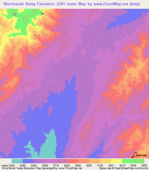 Wurzhanah Kelay,Afghanistan Elevation Map