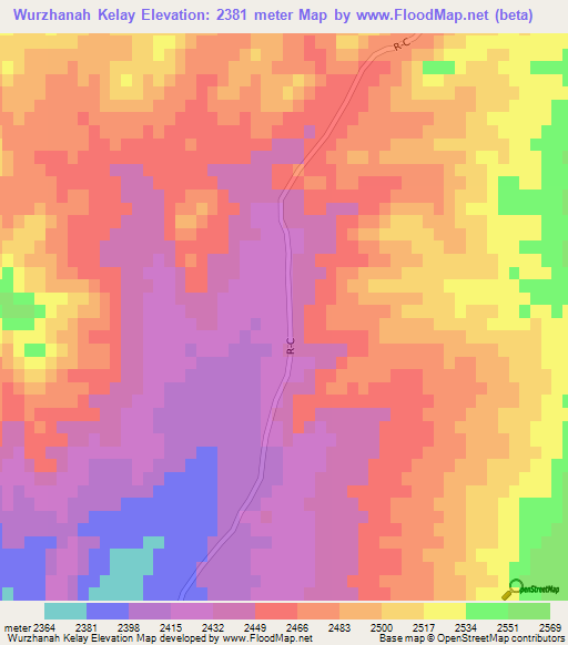 Wurzhanah Kelay,Afghanistan Elevation Map