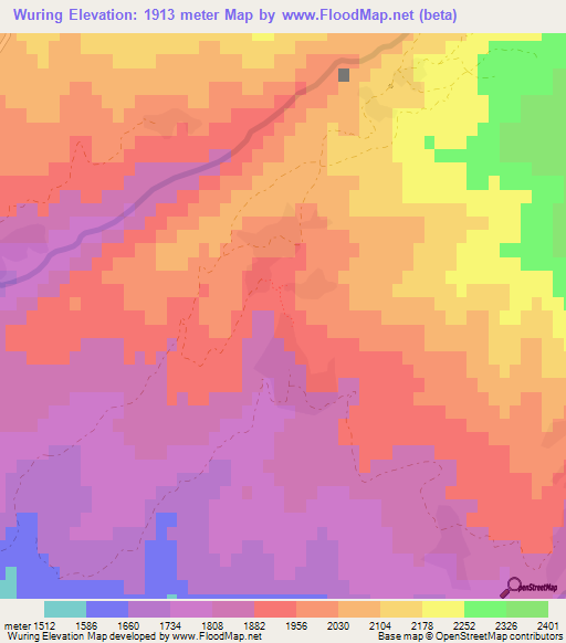 Wuring,Afghanistan Elevation Map