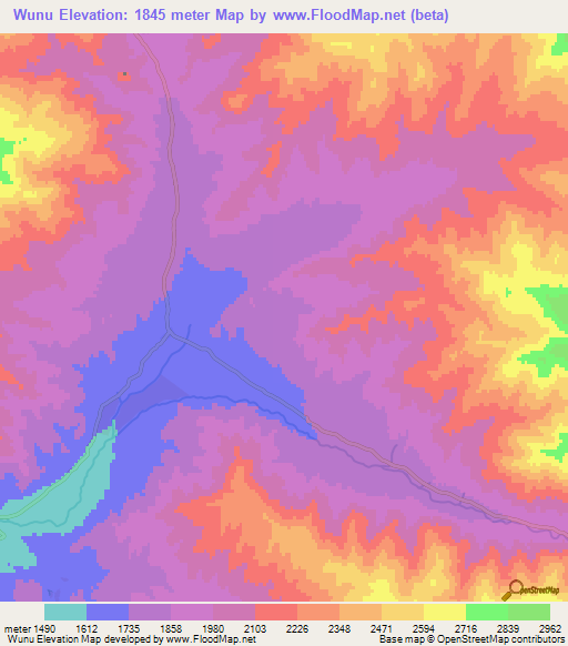 Wunu,Afghanistan Elevation Map