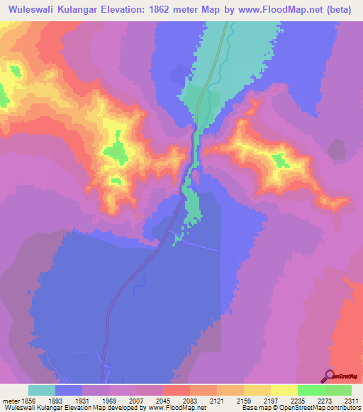 Wuleswali Kulangar,Afghanistan Elevation Map