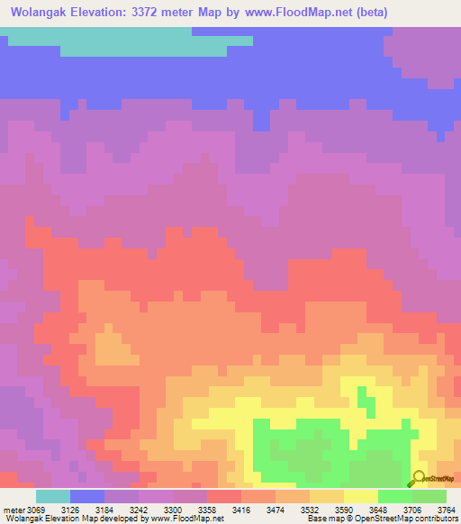 Wolangak,Afghanistan Elevation Map