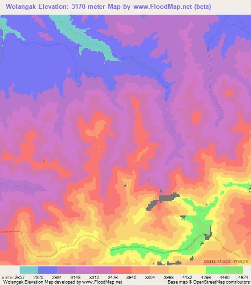Wolangak,Afghanistan Elevation Map