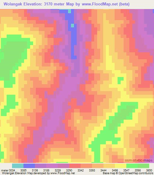Wolangak,Afghanistan Elevation Map