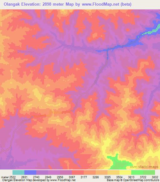Olangak,Afghanistan Elevation Map