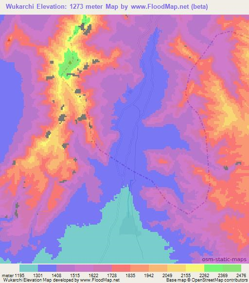 Wukarchi,Afghanistan Elevation Map