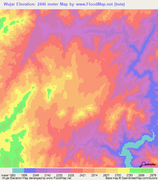 Wujar,Afghanistan Elevation Map