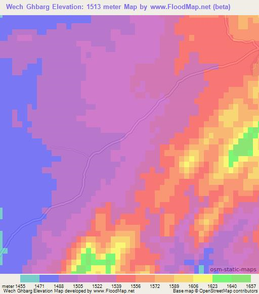Wech Ghbarg,Afghanistan Elevation Map