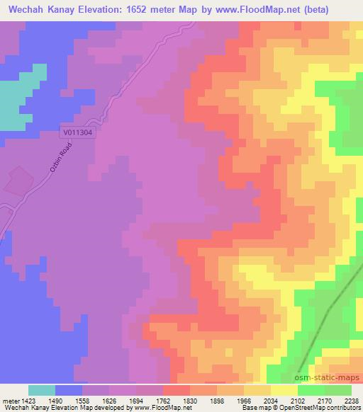 Wechah Kanay,Afghanistan Elevation Map