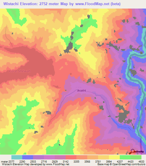 Wistachi,Afghanistan Elevation Map