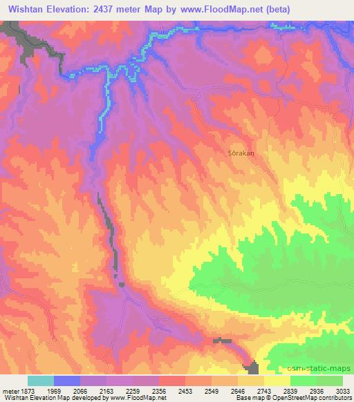 Wishtan,Afghanistan Elevation Map