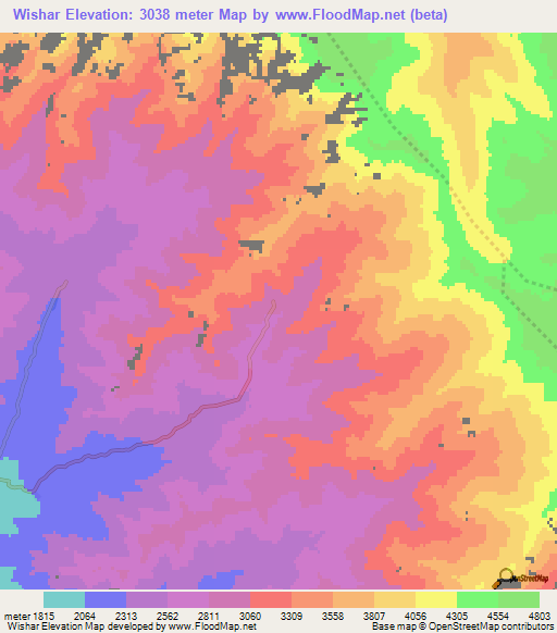 Wishar,Afghanistan Elevation Map