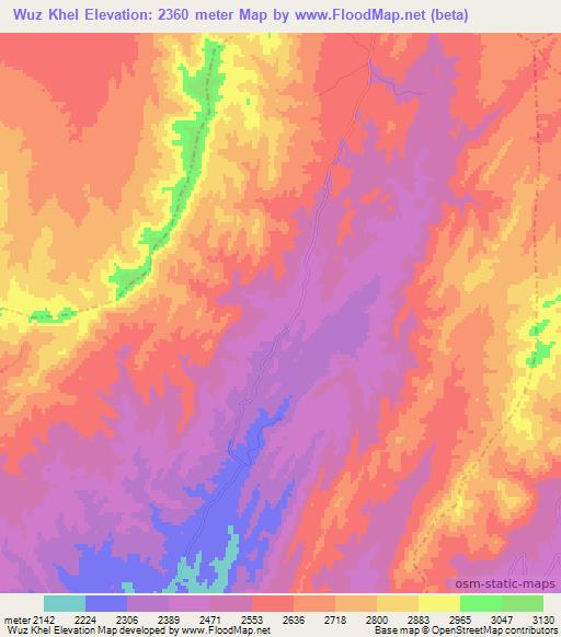 Wuz Khel,Afghanistan Elevation Map