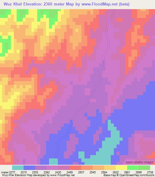 Wuz Khel,Afghanistan Elevation Map