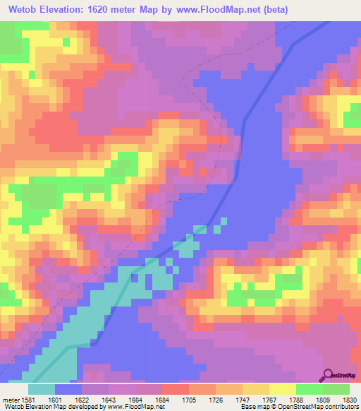 Wetob,Afghanistan Elevation Map