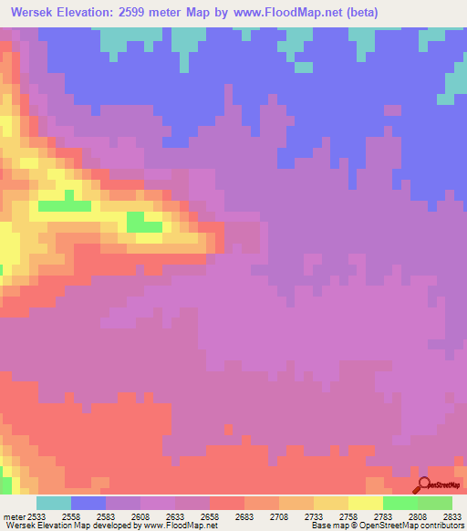Wersek,Afghanistan Elevation Map