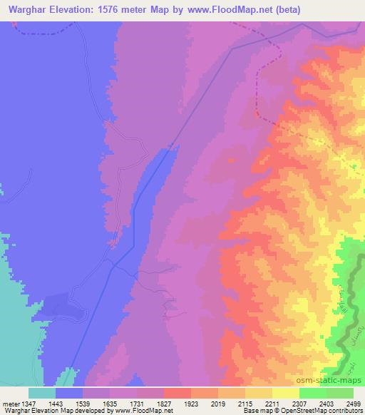 Warghar,Afghanistan Elevation Map