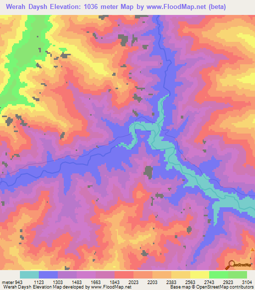 Werah Daysh,Afghanistan Elevation Map