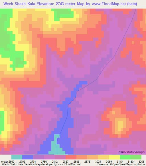 Wech Shakh Kala,Afghanistan Elevation Map