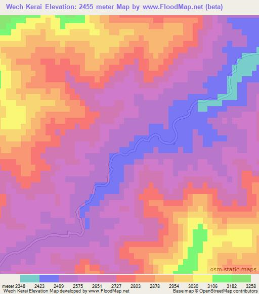 Wech Kerai,Afghanistan Elevation Map
