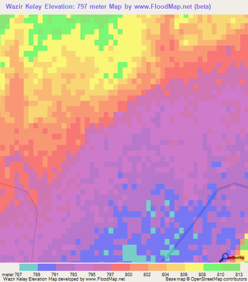 Wazir Kelay,Afghanistan Elevation Map