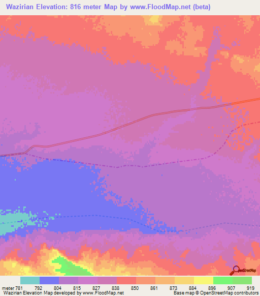 Wazirian,Afghanistan Elevation Map