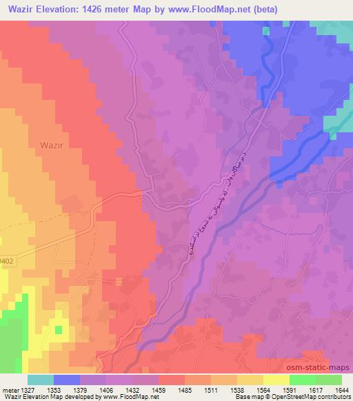 Wazir,Afghanistan Elevation Map