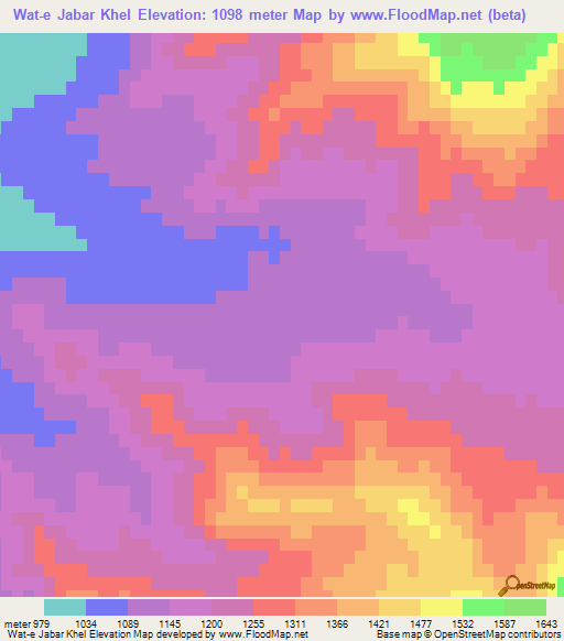 Wat-e Jabar Khel,Afghanistan Elevation Map