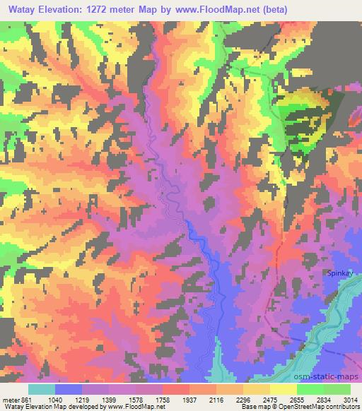 Watay,Afghanistan Elevation Map