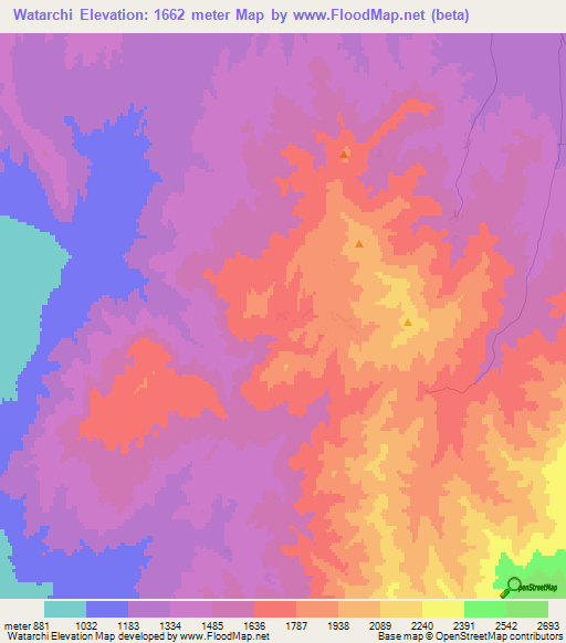 Watarchi,Afghanistan Elevation Map
