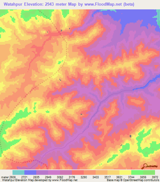 Watahpur,Afghanistan Elevation Map