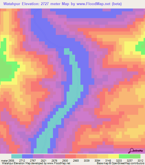 Watahpur,Afghanistan Elevation Map
