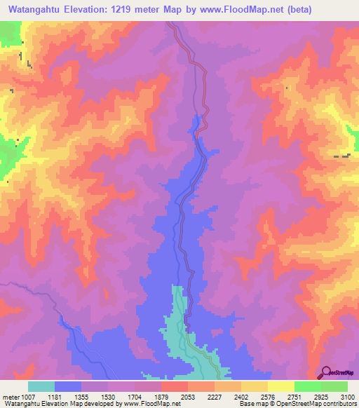 Watangahtu,Afghanistan Elevation Map