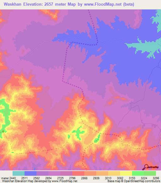 Waskhan,Afghanistan Elevation Map