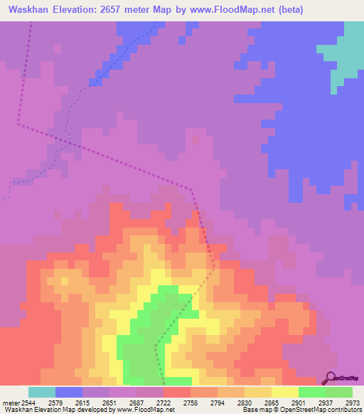 Waskhan,Afghanistan Elevation Map