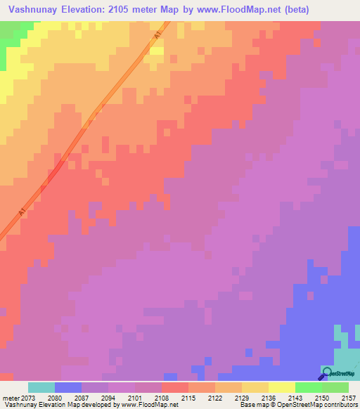 Vashnunay,Afghanistan Elevation Map