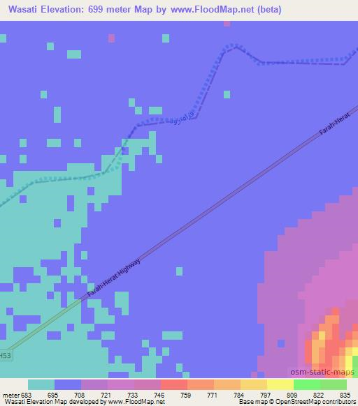 Wasati,Afghanistan Elevation Map