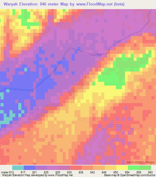 Waryah,Afghanistan Elevation Map