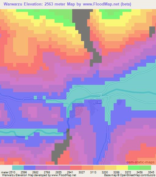 Warwarzu,Afghanistan Elevation Map
