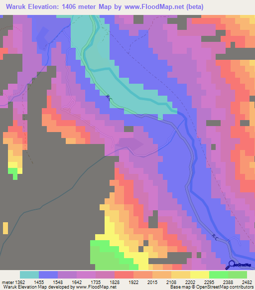 Waruk,Afghanistan Elevation Map