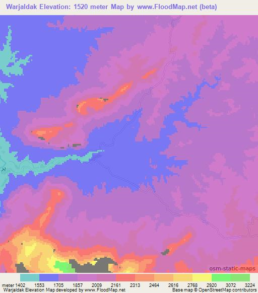 Warjaldak,Afghanistan Elevation Map