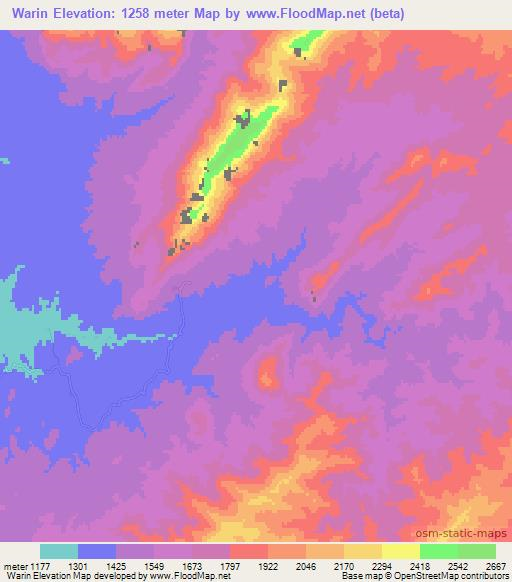 Warin,Afghanistan Elevation Map