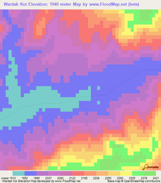 Wardak Kot,Afghanistan Elevation Map