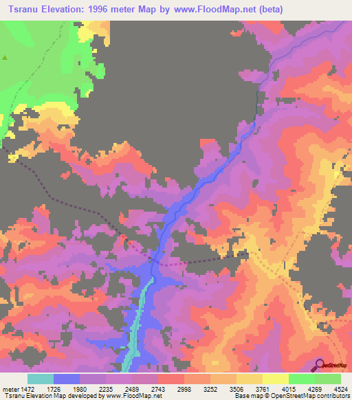 Tsranu,Afghanistan Elevation Map