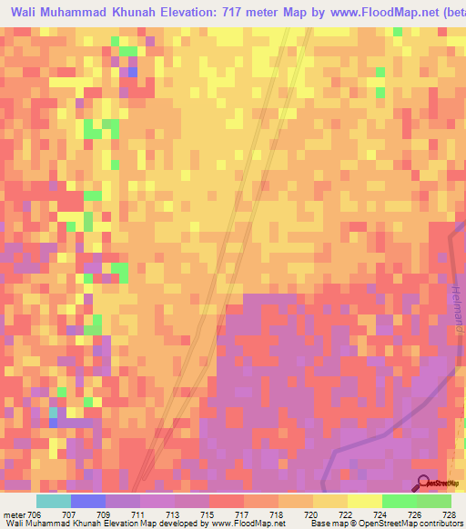 Wali Muhammad Khunah,Afghanistan Elevation Map
