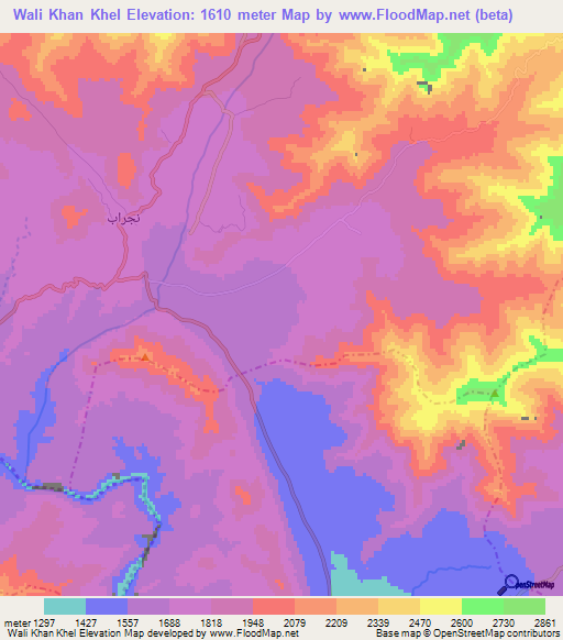 Wali Khan Khel,Afghanistan Elevation Map